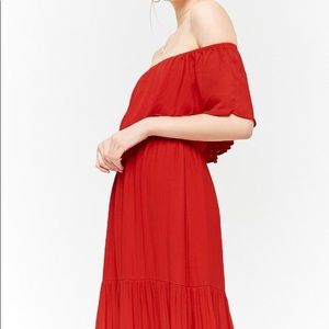 Off the Shoulder Red Maxi Dress